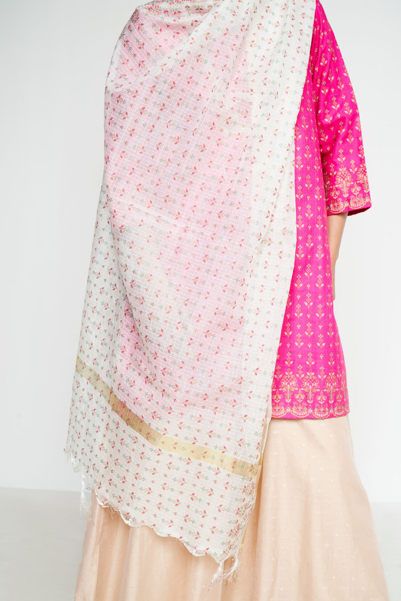 Hot Pink Ethnic Motifs Straight Suit, Hot Pink, image 6